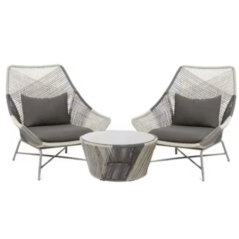 Nordic Modern Outdoor Wicker Sofa Set Coffee Table Comfortable Waterproof Furniture Balcony Garden Stylish Nordic Garden