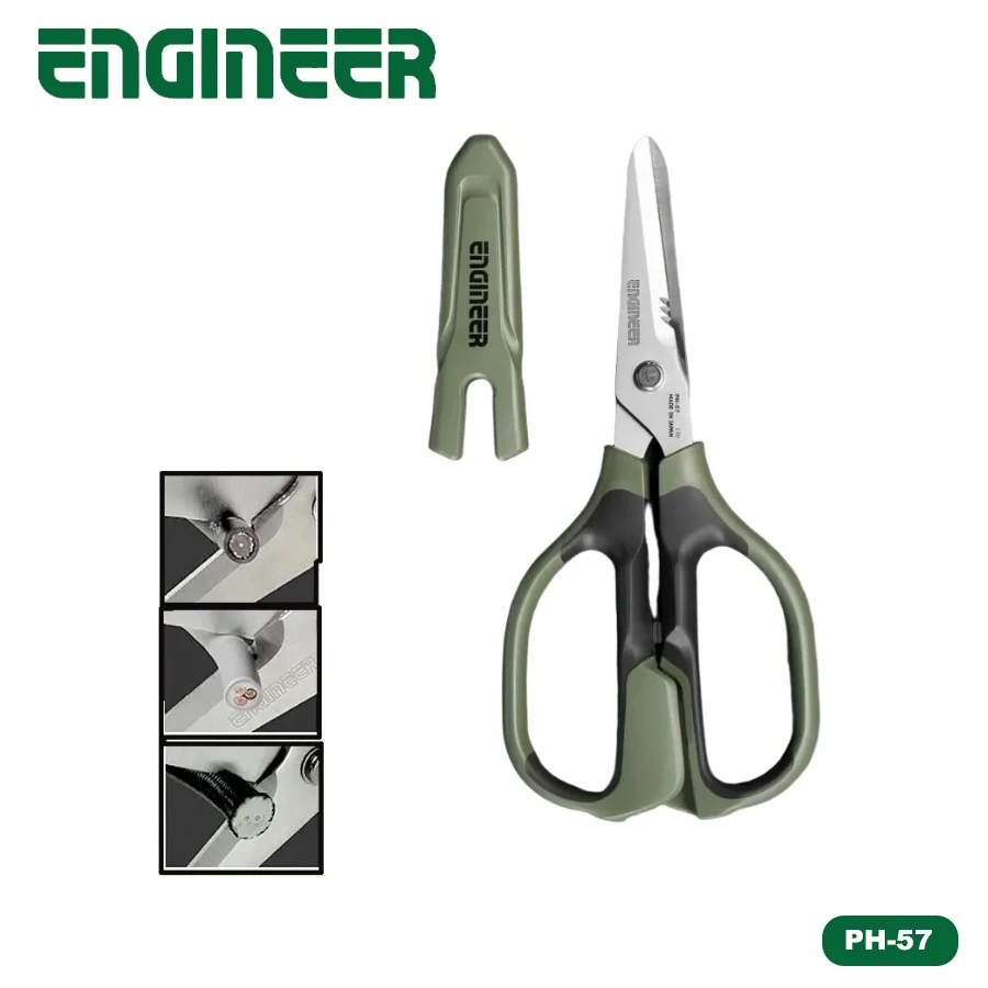 

Многофункциональные ножницы ENGINEER PH-57 2-в-1 с противоскользящими зубцами и U-образным лезвием, ручной инструмент для ремонта
