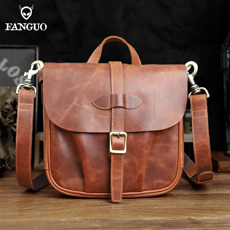 Imagem -03 - Couro Genuíno dos Homens Bolsa de Ombro Artesanal Negócios Crossbody Bolsa do Mensageiro Bolsas para Masculino Portátil Bolsa Mão 2023