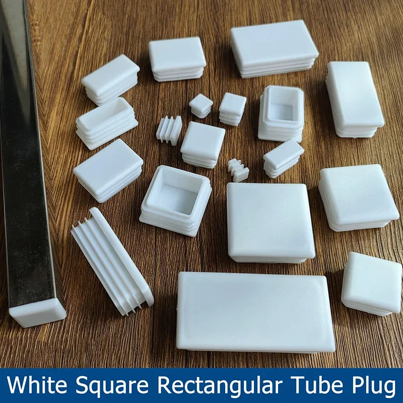 

1-10pcs White Square Rectangular Pipe Tube Cap Plastic Tubing End Cap Insert Blanking End Plug40/45/50/60/70/75/80/100/120/150mm