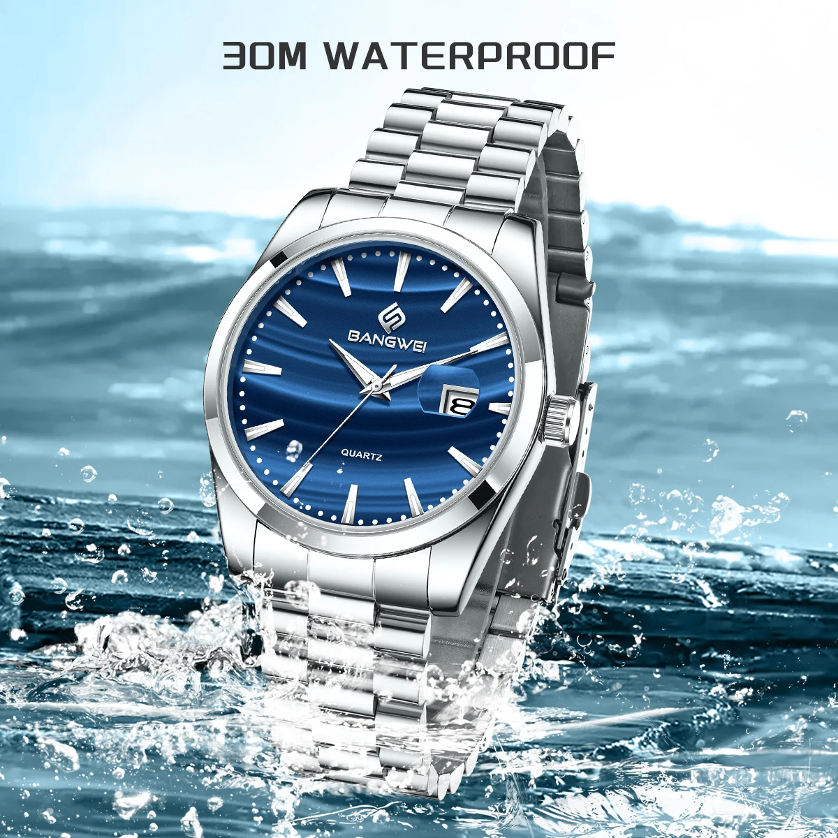 LIGE, nueva moda, Reloj de pulsera de cuarzo para hombre, Reloj de pulsera de Color resistente al agua con fecha luminosa y semana, Reloj de acero inoxidable para hombre, Reloj masculino