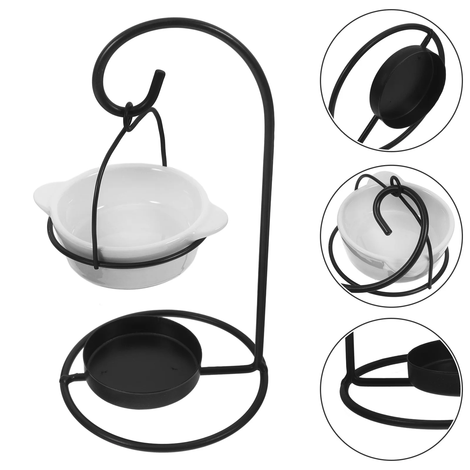 

Ceramic Hanging Wax Burner with Iron Stand Aromatherapy Oil Warmer for Home Fragrance Living Room Bedroom Decorative Essential