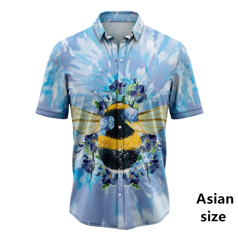 

Модная мужская гавайская рубашка с рисунком пчелы, винтажная рубашка с 3d принтом для мужчин, летние модные рубашки, блузка унисекс на пуговицах, горячая распродажа