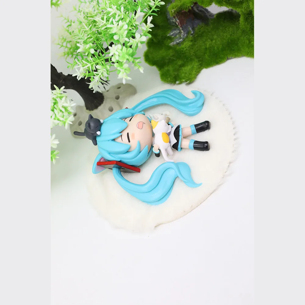 12 センチメートル初音ミク Qversion 睡眠姿勢アニメ手作りアクションフィギュアデスクトップケース装飾飾りギフト