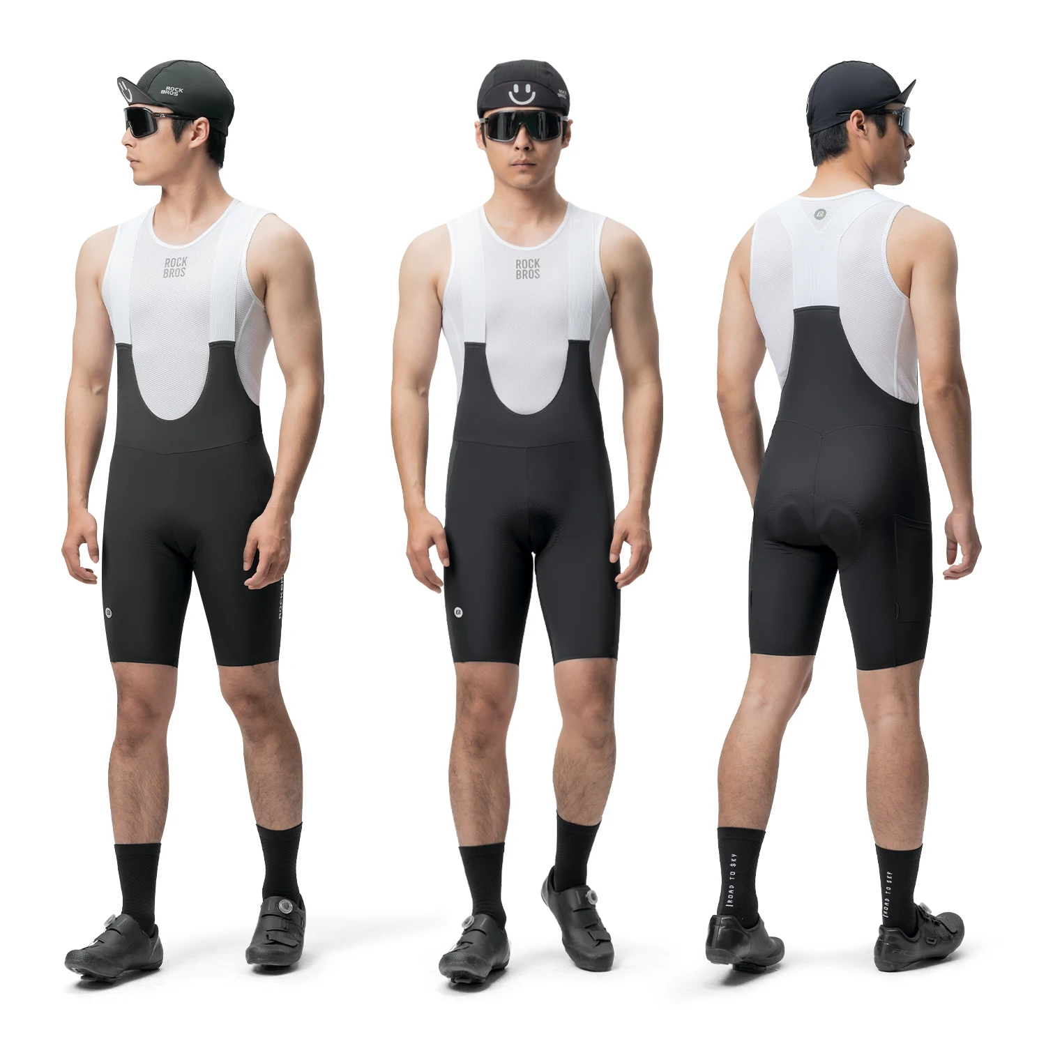ROCKBROS Summer Mens Cycling Sponge Pad Pants Strap Shorts Reflective Bicycle Pants  Long Sports Bike Trousers Ciclismo