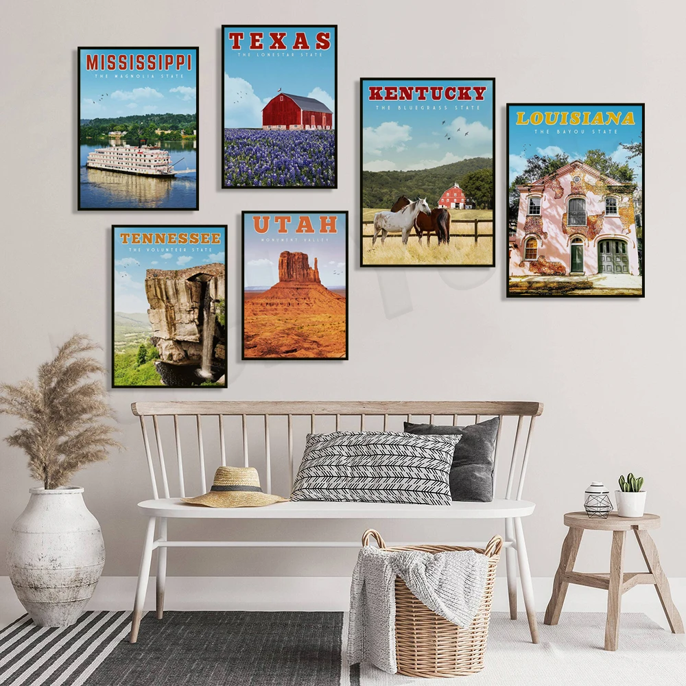 Mississippi, Tennessee, Vermont, Maryland, Texas, Montana, Kentucky, Louisiana, South Dakota, Utah travel posters