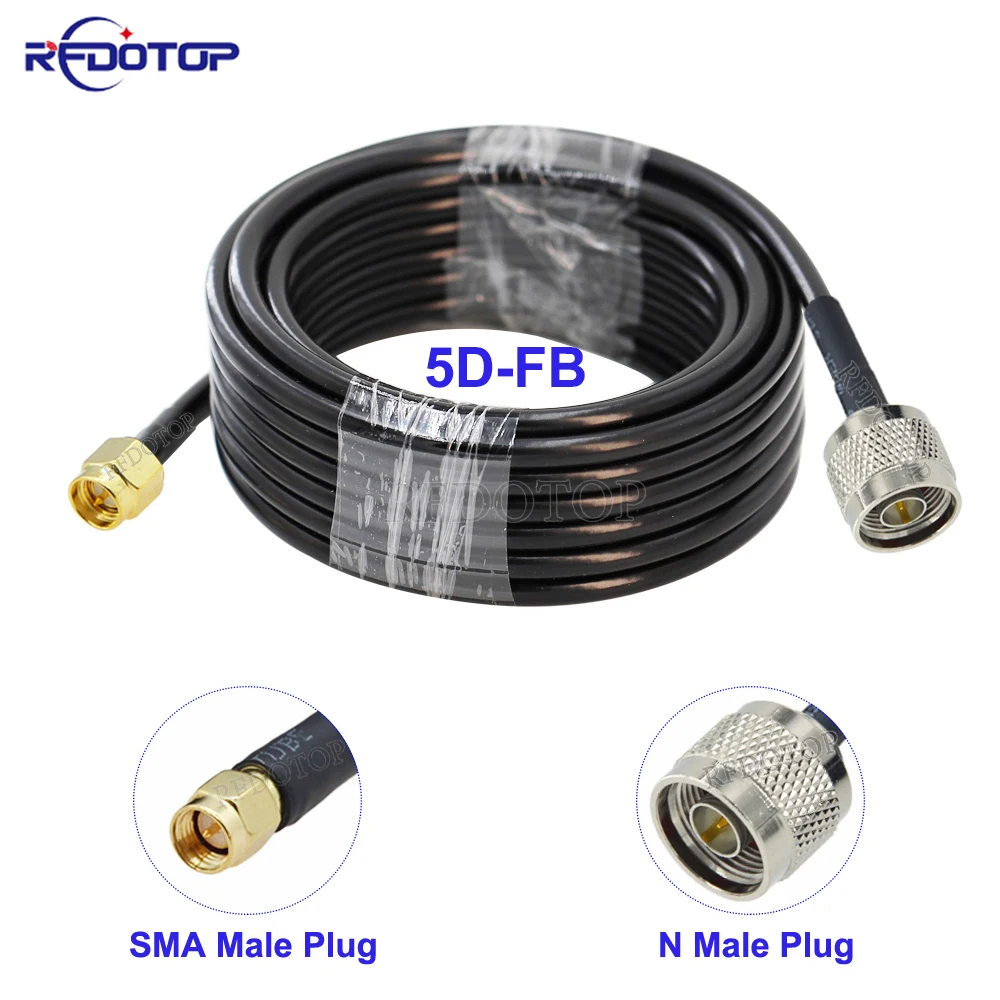 

1Pcs N Male to RP SMA/SMA Male Connector 5D-FB 50-5 RF Coaxial Cable Pigtail 50 Ohm SMA to N Adapter RF Extension Jumper Cord