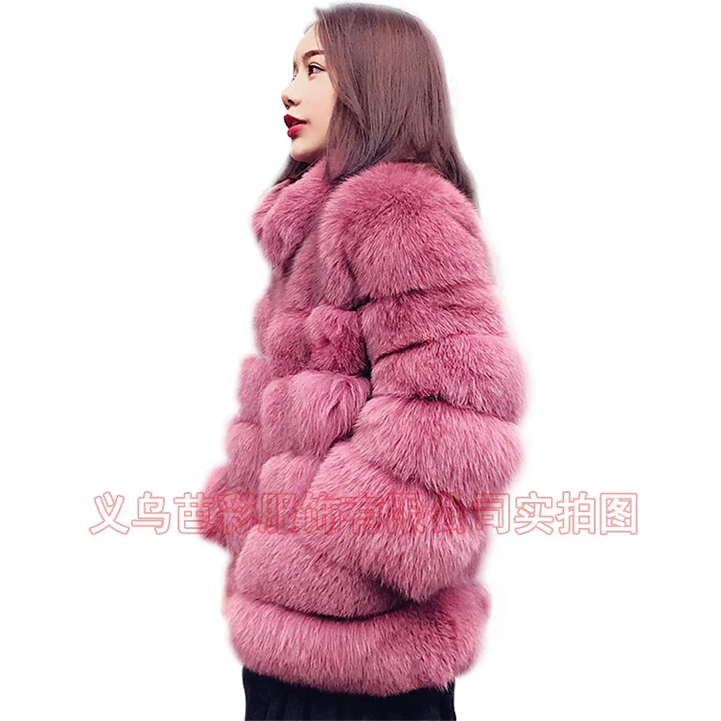 Women's Clothing Fox Fur Coat Medium To Long Style Soft Keep Warm Thickening Montage Environment protection Fur  Denim Jacket