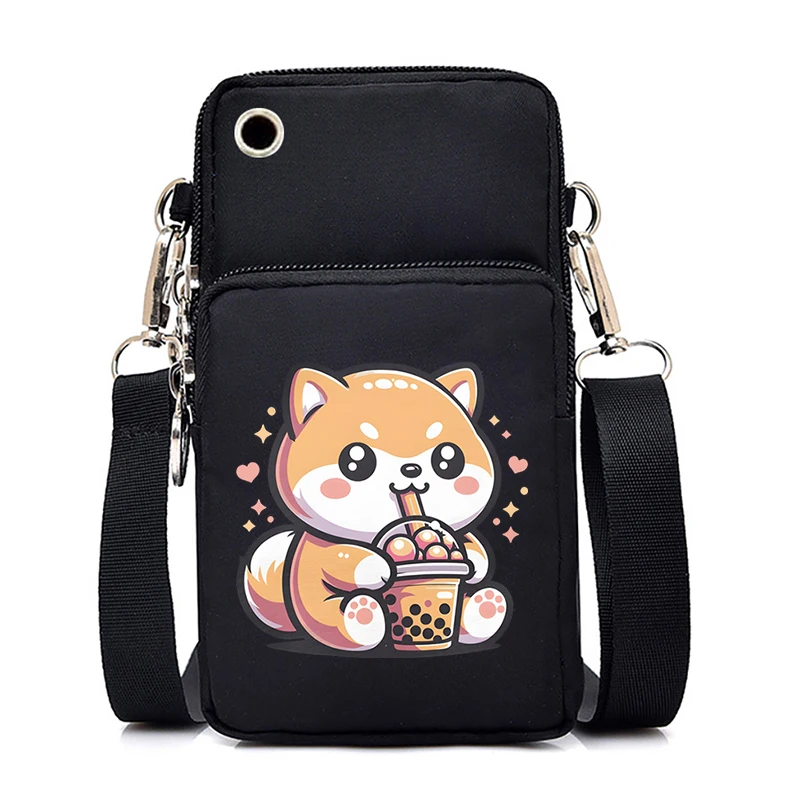 Panda Love Boba Tea Print Women Crossbody Shoulder Bags Wallets Cell Phone Purse Cartoon Anime Purses and Handbags Small Bags