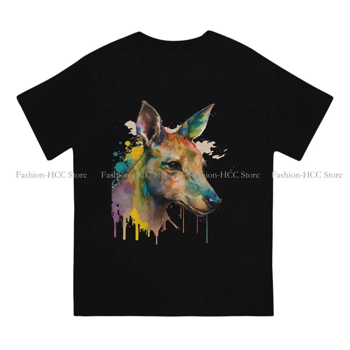 Watercolor Kangaroo Art Casual TShirt Australian Kangaroo Printing Streetwear Casual T Shirt Men Short Sleeve