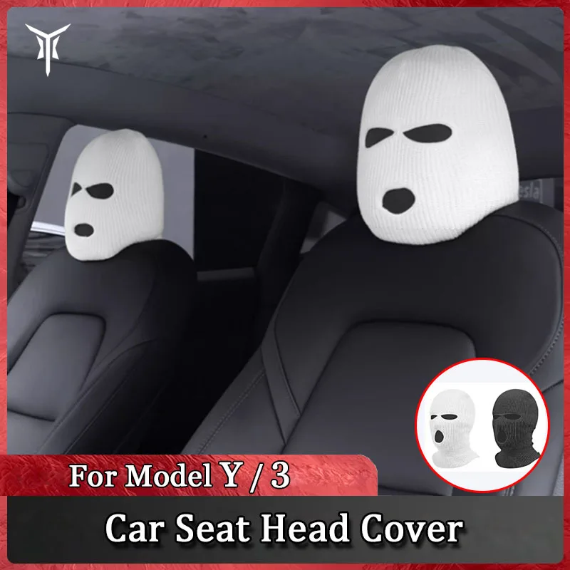 

For Tesla Model 3/Y Car Seat Cap Interior Accessories Personalized Holiday Decorations Sentinel Mode Mask Funny Face Mask