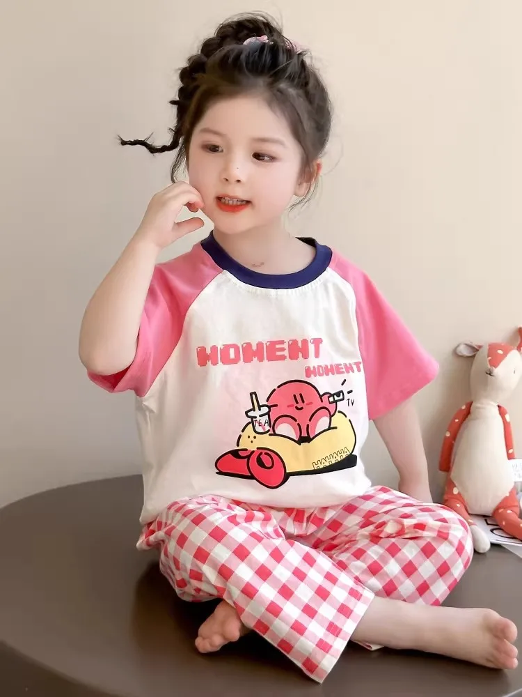 pyjama-d'ete-leger-en-pur-coton-a-carreaux-pour-filles-ensemble-princesse-mignon-a-manches-courtes-vetements-de-maison-pour-bebe-doux-respirant-et-hydratant
