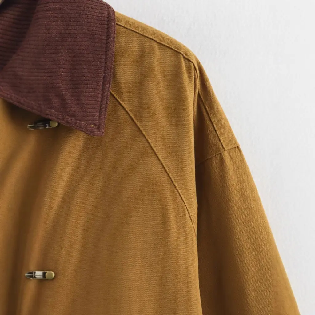 

Women's Vintage Lapel Airplane Buckle Jacket Loose Fit Spring Autumn European American Style Fashion