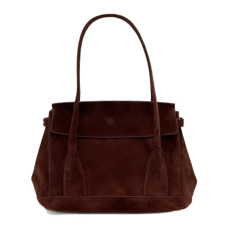 

Матовая большая сумка из искусственной замши, винтажная осенне-зимняя новинка 2025 года, большая вместительная пригородная сумка на одно плечо, подмышки, женская сумка