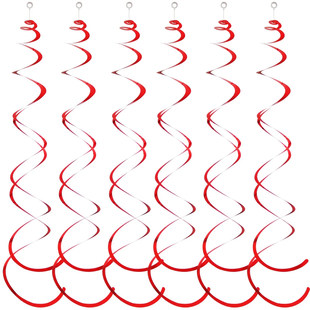6pcs Spiral Pendant Dangling Swirls Metallic Ceiling Hanging Streamers Ornament Christmas Wedding Birthday Balloons Decorations