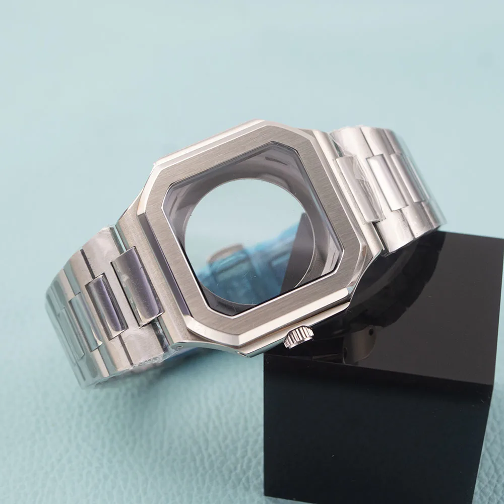40mm Square Watch Case for Nautilus Mod Kit Stainless Steel Band Butterfly Clasp Fits NH35 NH36 NH38 29mm Dia