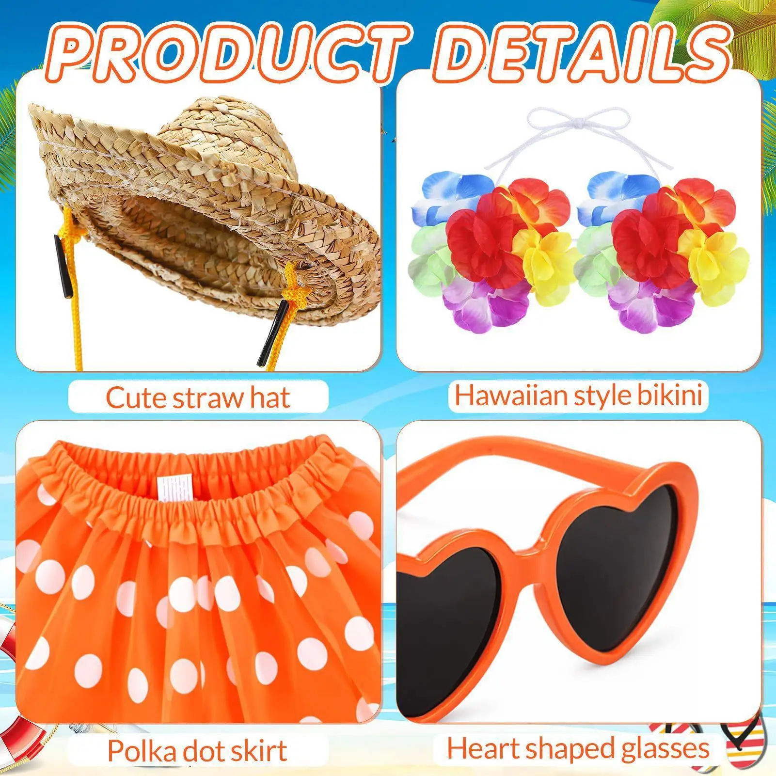 Hawaiian Porch Goose Outfit Summer Yard Figurine Clothes Porch Goose Cosplay Costumes for Women Men Parties Gatherings Park Yard