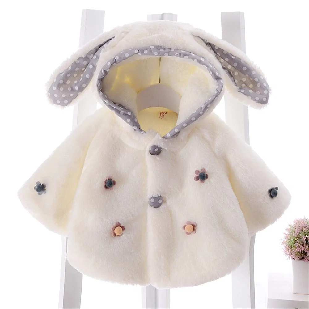 Girls\' Autumn and Winter New Hooded Sweater Shawl Coat Children\'s 3D Flower Plush Winter Small Sweater Top