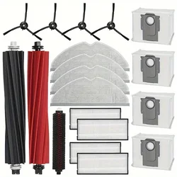 Kit di accessori da 19 pezzi per Roborock S8 Pro Ultra/ S8 Plus 1 paio di spazzole in gomma doppie 1 spazzola rotante autopulente 4 cuscinetti per mocio