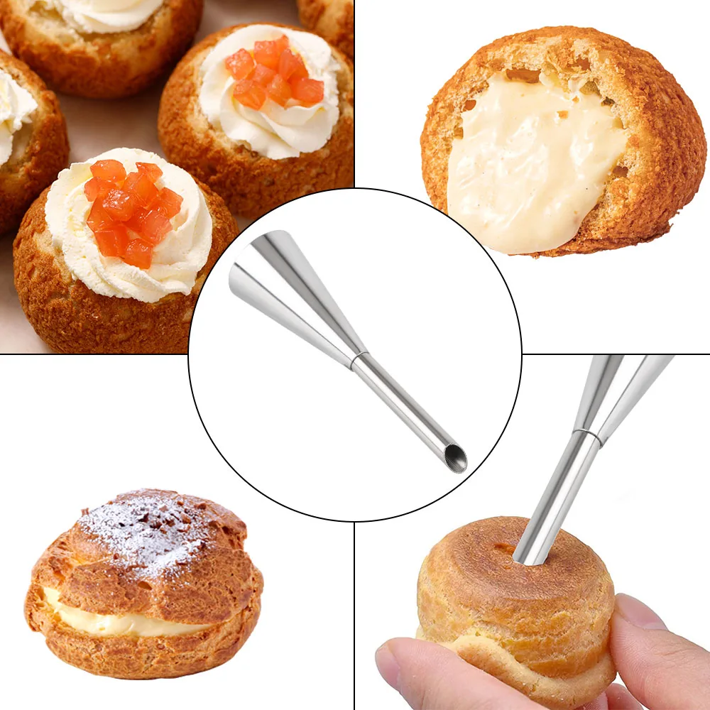 Stainless Steel Cream Icing Piping Nozzle Tip Cupcake Puffs Injection Russian Syringe Puff Nozzle Tip Pastry Decorating Tool 1PC