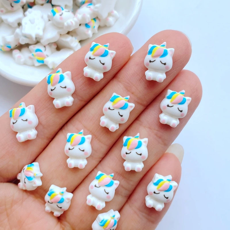 30pcs 3D Resin Nail Cute Cartoon Mini Unicorn Dinosaurs Nail Parts Accessories Kawaii DIY Nail Art Decoration