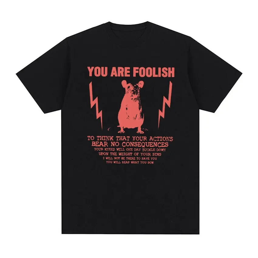 You Are Foolish Rat Funny Meme t shirts Men Retro High Quality Casual Fashion t-shirt Unisex O-Neck 100% Cotton Oversized Tshirt