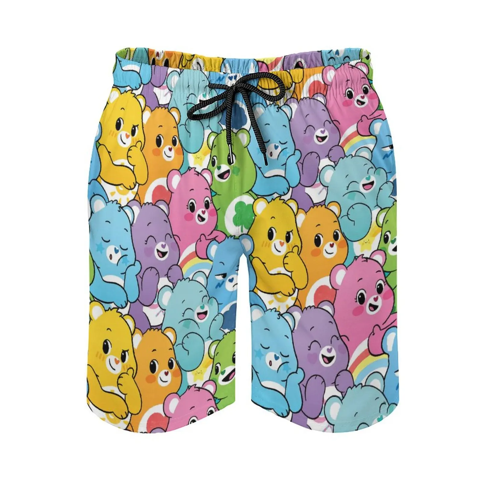 Pantalones de verano con estampado de dopamina para hombre y mujer, ropa informal holgada con ilustración de oso bonito de dibujos animados, con cordón, para playa