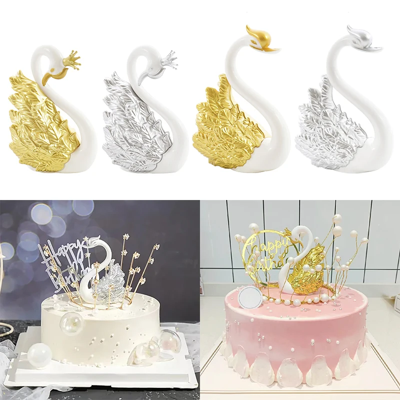 

Romantic Swan Cake Topper Cake Dessert Baking Decor Tool Kitchen Supplies Birthday Wedding Party Cake Decoration Home Ornament