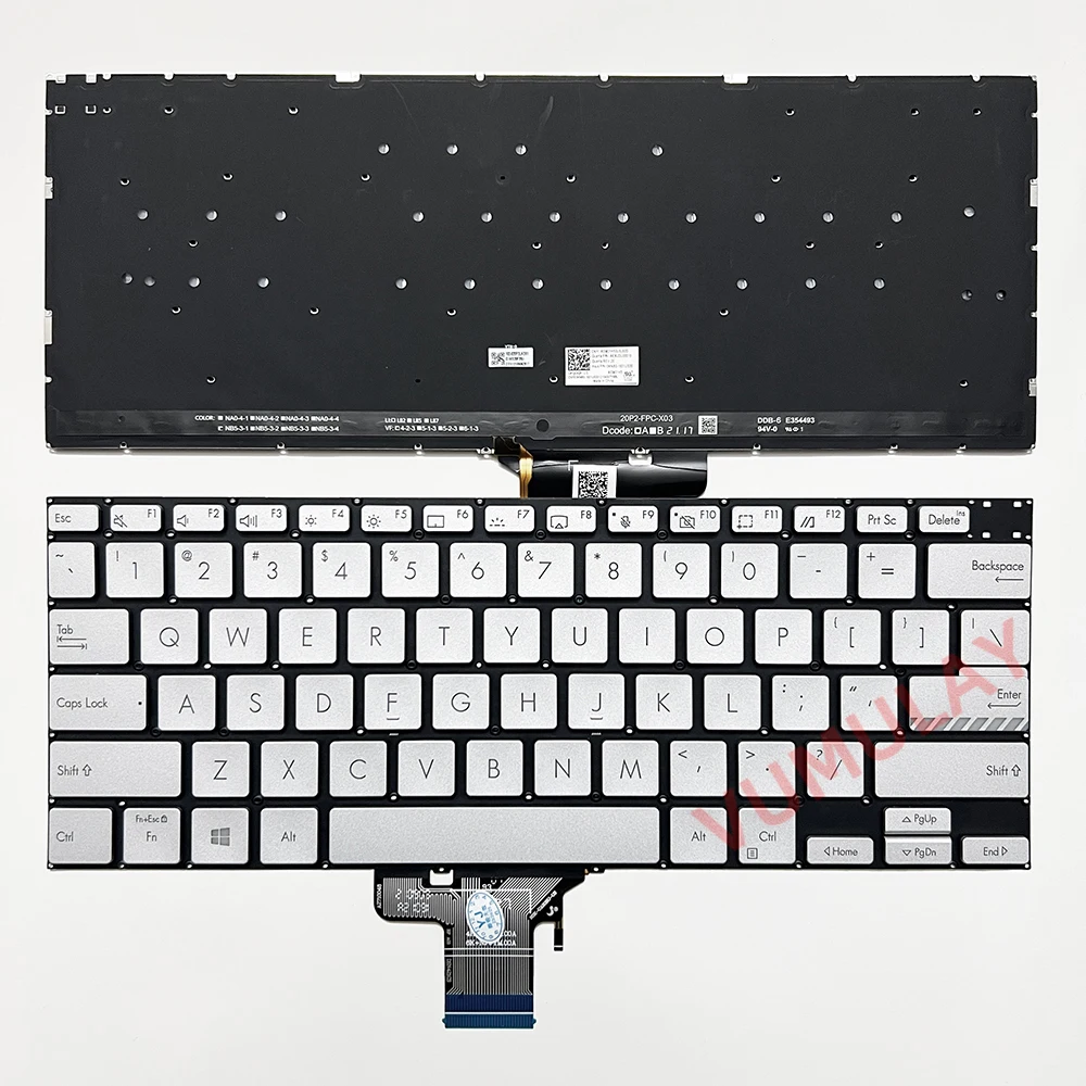 Imagem -04 - Teclado de Retroiluminação dos Eua Reino Unido para Asus Vivobook Pro 14 X3400 M3401 M3400qa M3401qc X3400p K3400p X7400 M7400q N7400 Notebook