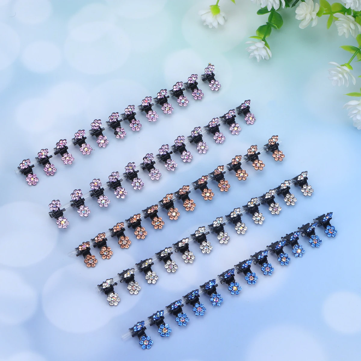 

60Pcs Kids Mini Rhinestone Flower Hair Claw Barrette Stylish Accessory For Different Occasions Elegant Fashion Generous Colors