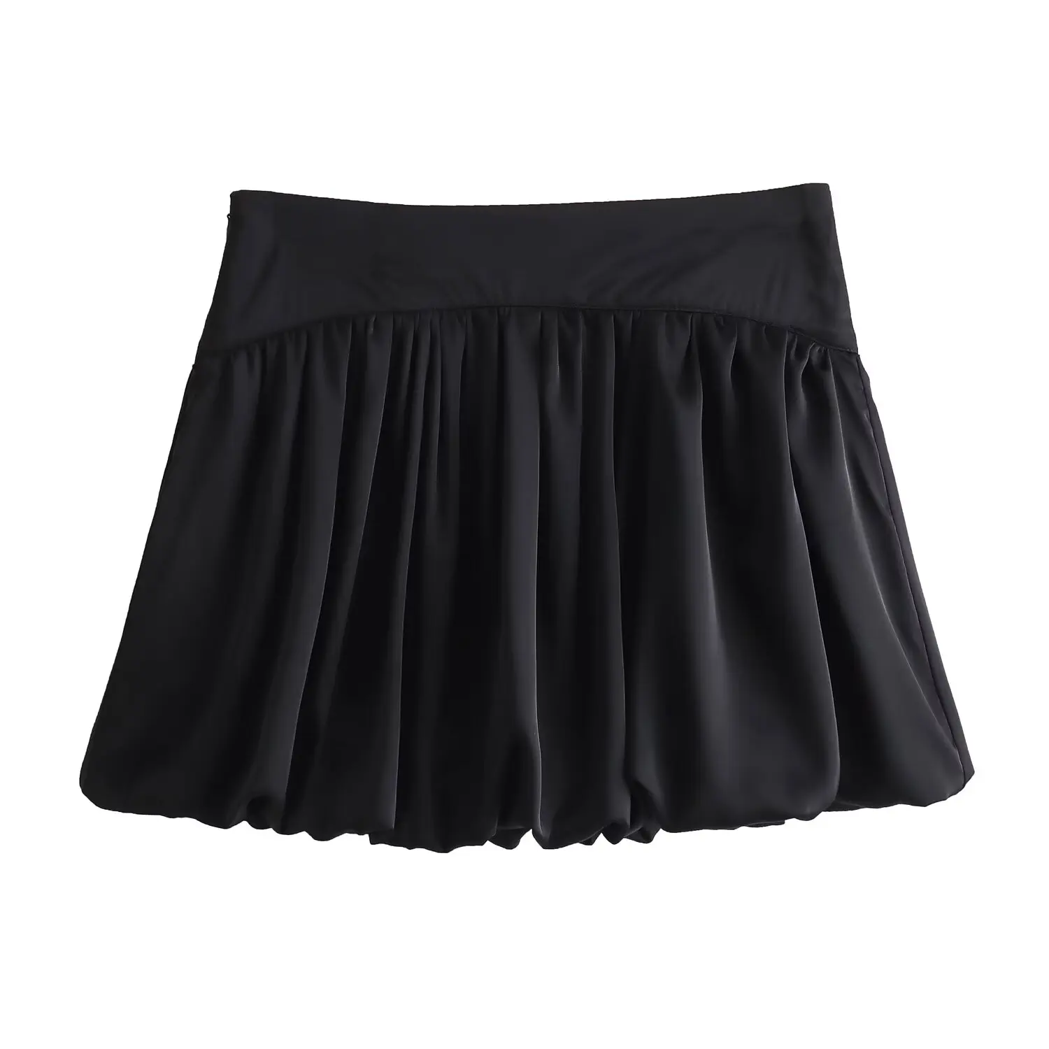 TRAFZA 2024 Summer Women Sexy Solid Skirt Shorts Zipper Draped Shorts Zipper Mini Streetwear Casual Women Balloon Version Shorts