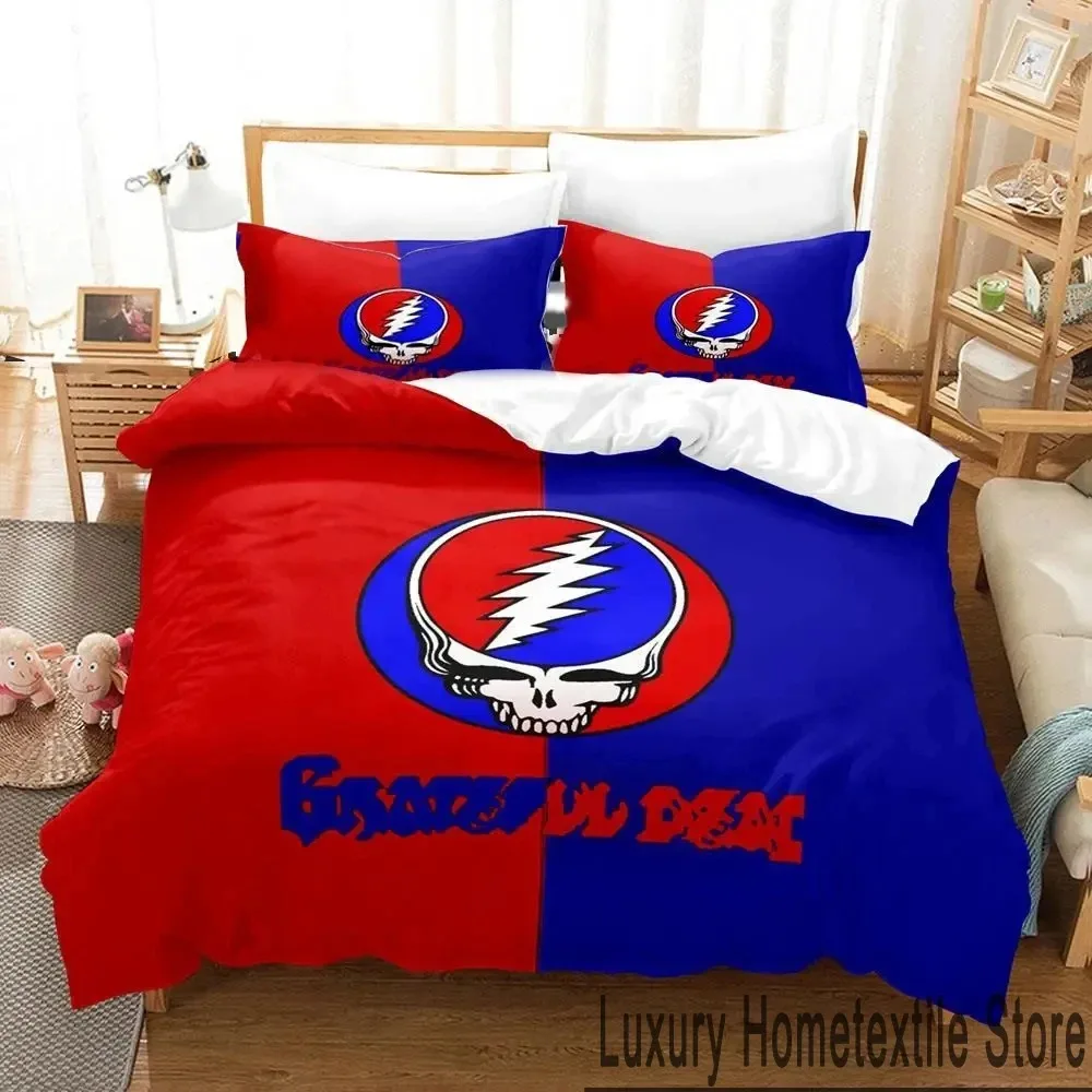 

3D Print Skull Grateful Dead Bedding Set,Duvet Cover Bed Set Quilt Cover Pillowcase,King Queen Twin Size Boys Girls Adults