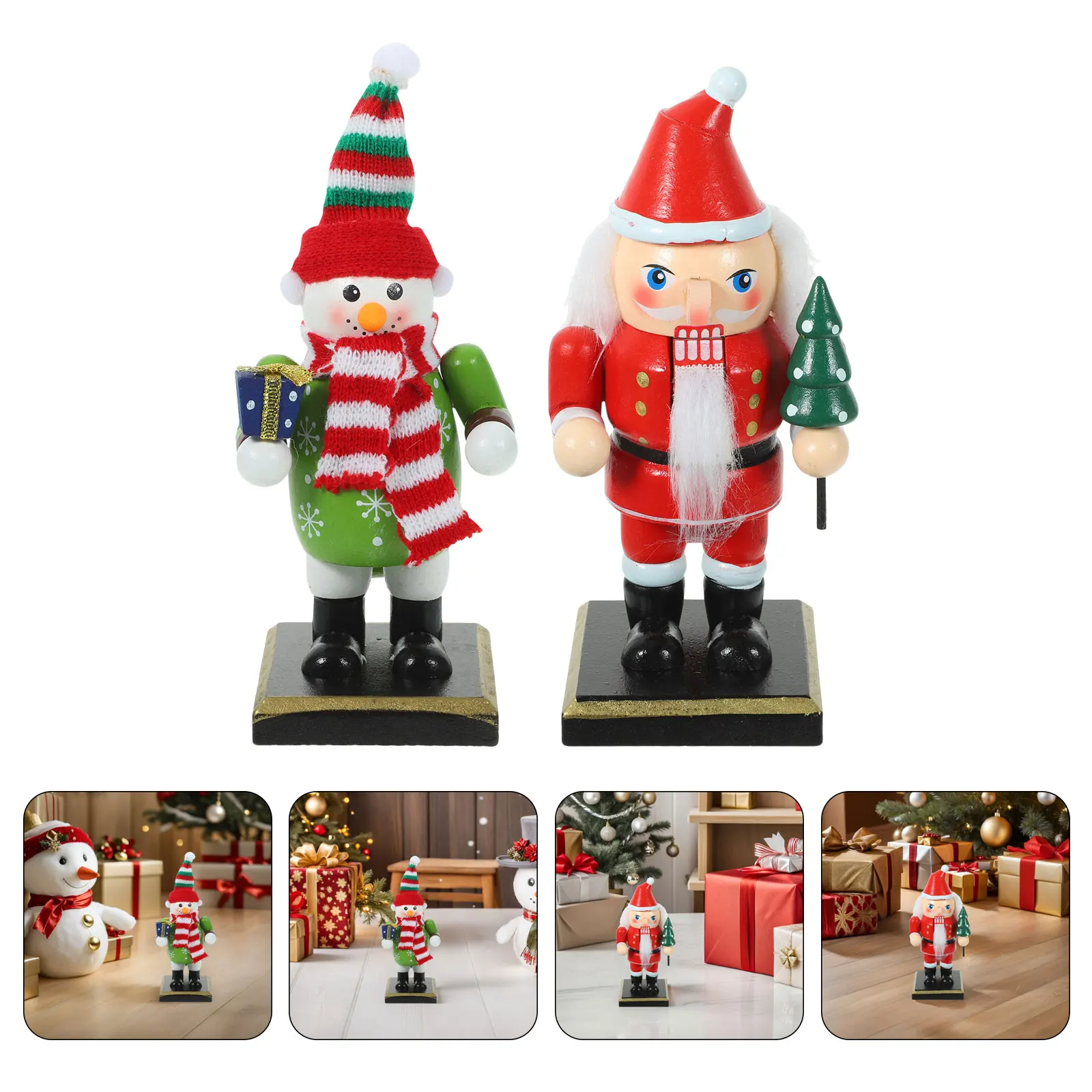 

2pcs Christmas Nutcracker Ornaments 6.3Inch Handcrafted Soldier Figurines Desktop Table Decor Festival Mantel Decoration -