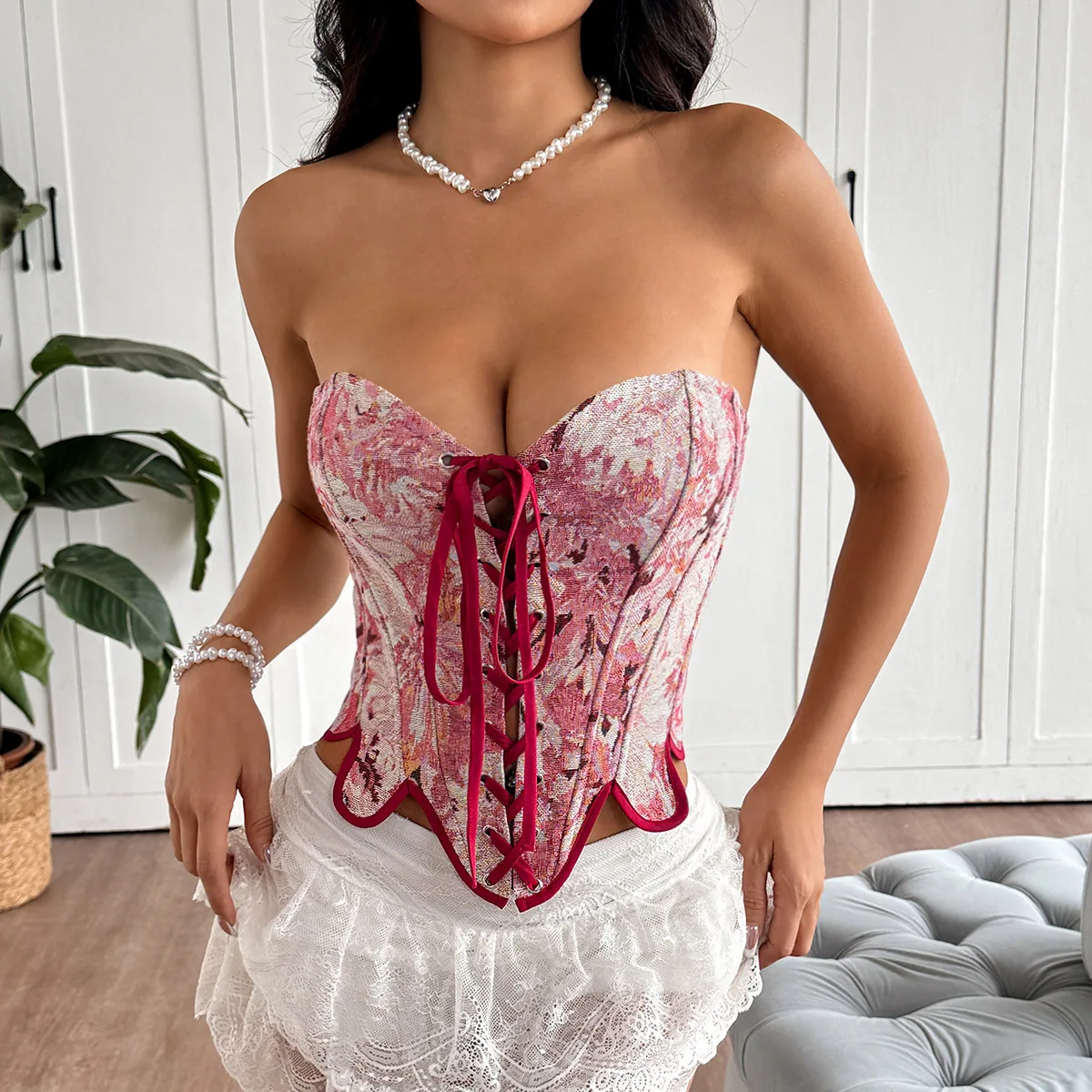 

Корсет в форме лепестка с ремешком на подоле, укороченный топ, женский сексуальный бюстье, камзол, жилет на молнии, женский летний тонкий топ на бретелях с рыбьей косточкой, High Street