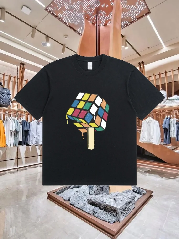 

Rubik's Cube Made into Popsicles Fun Unisex Short-Sleeve T-Shirt, Casual and Breathable Crew Neck, 100% Cotton Soft T-Shirt