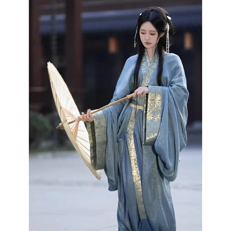 2026-new-blue-warring-states-robe-hanfu-women's-straight-train-ancient-clothing-women's-recovery-trailing-ancient-style