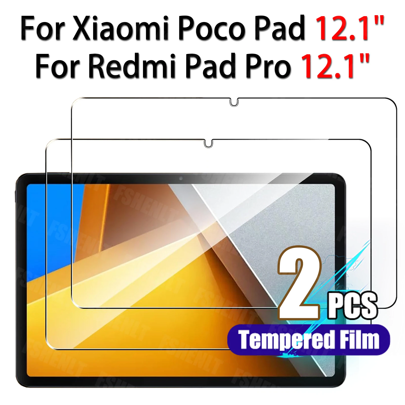 Screen Protector for Xiaomi Poco Pad 12.1 inch 2024 Tempered Glass Film Anti-Shatter Anti-Scratch Clear for Redmi Pad Pro 12.1\