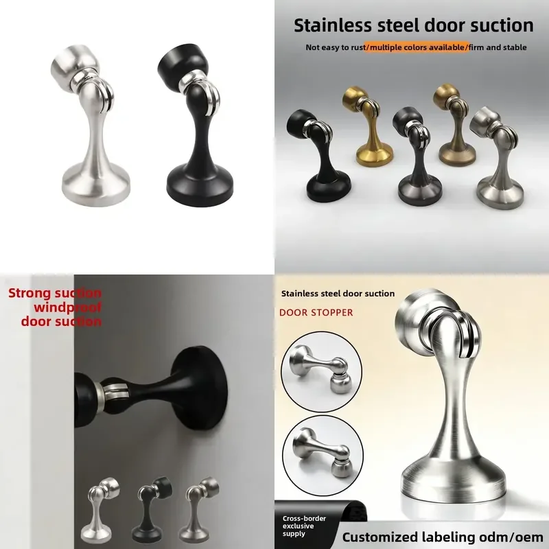 Stainless Steel Strong Magnetic Door Stop Thickened Anti Collision Design Household Bedroom Door Holder