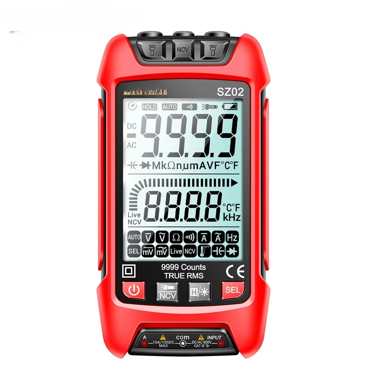 

ANENG SZ02 Digital Multimeter Transistor Smart Testers 9999 Counts True RMS Auto Electrical Capacitance Meter Temp Resistance