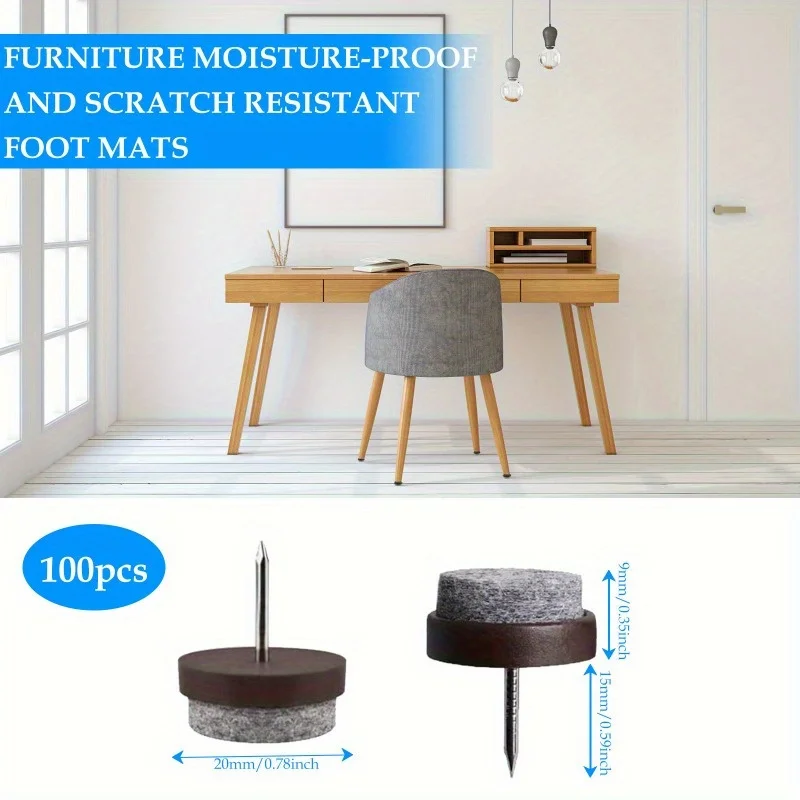 50 قطعة من طائرات الشراعية ذات أرجل الكرسي - مسامير دائرية مقاس 20 مم للكراسي والطاولات الخشبية، حماية أرضية ناعمة مع صندوق تخزين