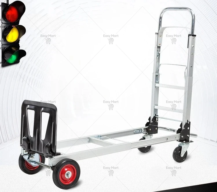 Folding Hand Truck Cart Adjustable Handle Logistic Trolley Aluminum Alloy Flatbed Multifunctional Portable Transport Cargo Dolly
