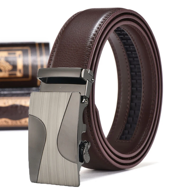 3.5cm New Men's Leather Belt Alloy Automatic Buckle Business Leisure Youth Middle-aged and Elderly Belt Designer Belt for Men
