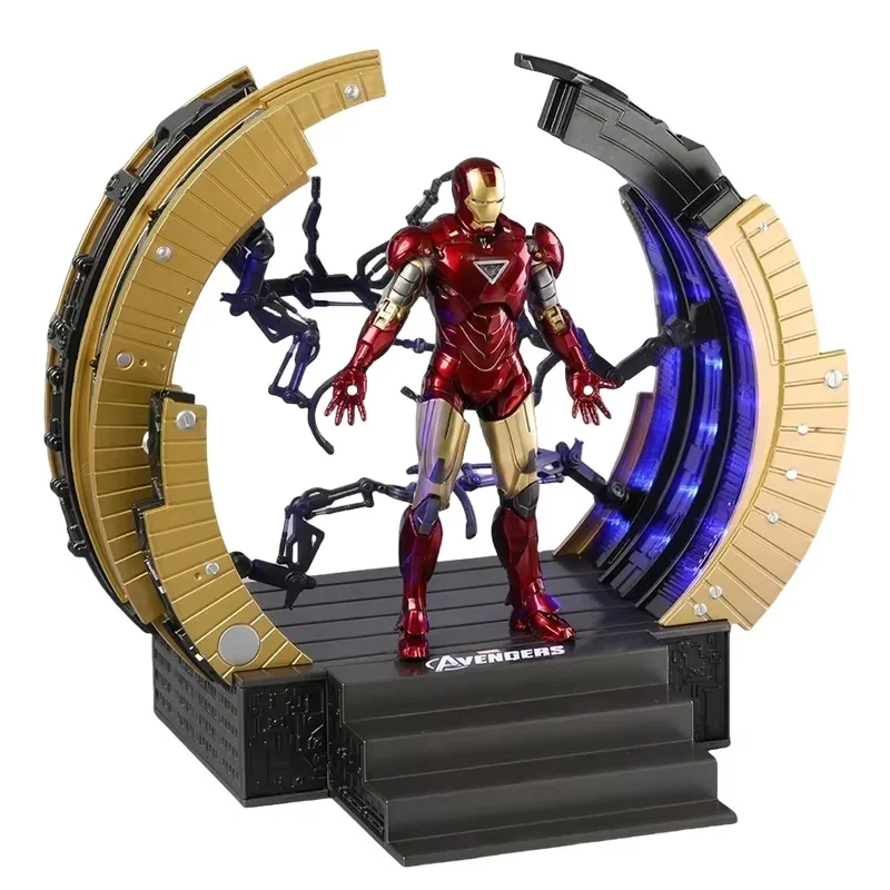 ZD MK6 MK4 Toy Iron Man WITH SUIT-UP GANTRY LED Circular Armor Dismantling Platform Anime Tony Stark Model Action Figure Gifts view 4