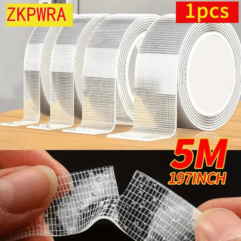 1pcs  5M Nano Double-Sided Tape - High-Viscosity Transparent Grid Invisible Tape, Strong Adhesive for Wall Fixing No Trace