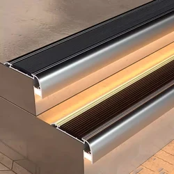 Barra antideslizante de perfil de aluminio LED para escalera, protector de esquina de escalera, tira de luz dura para interiores y exteriores, luz de paso de cine para jardín