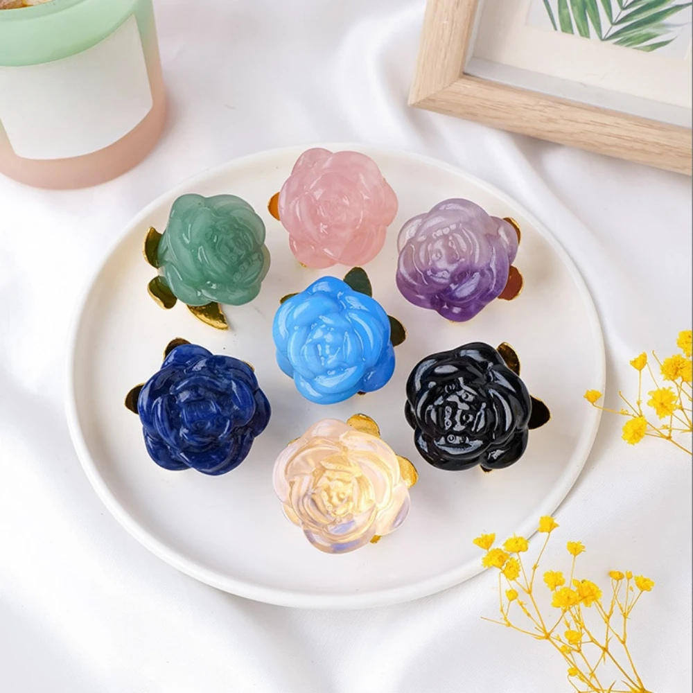 

Natural Crystal Rose Flowers, Gemstone Carving Flower, Healing Gift, Reiki, Feng Shui, Home Decor, 1 Pc