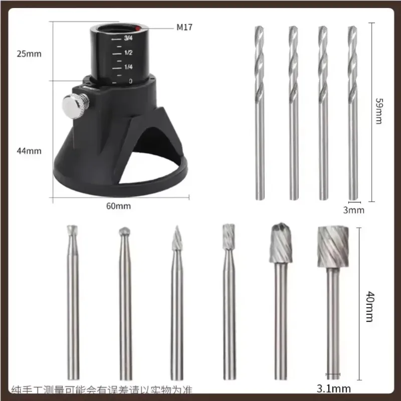 Localizador de madeira com roteador de roteamento, conjunto de brocas, gravação rotativa, suporte de moedor elétrico de carboneto para ferramenta rotativa dremel