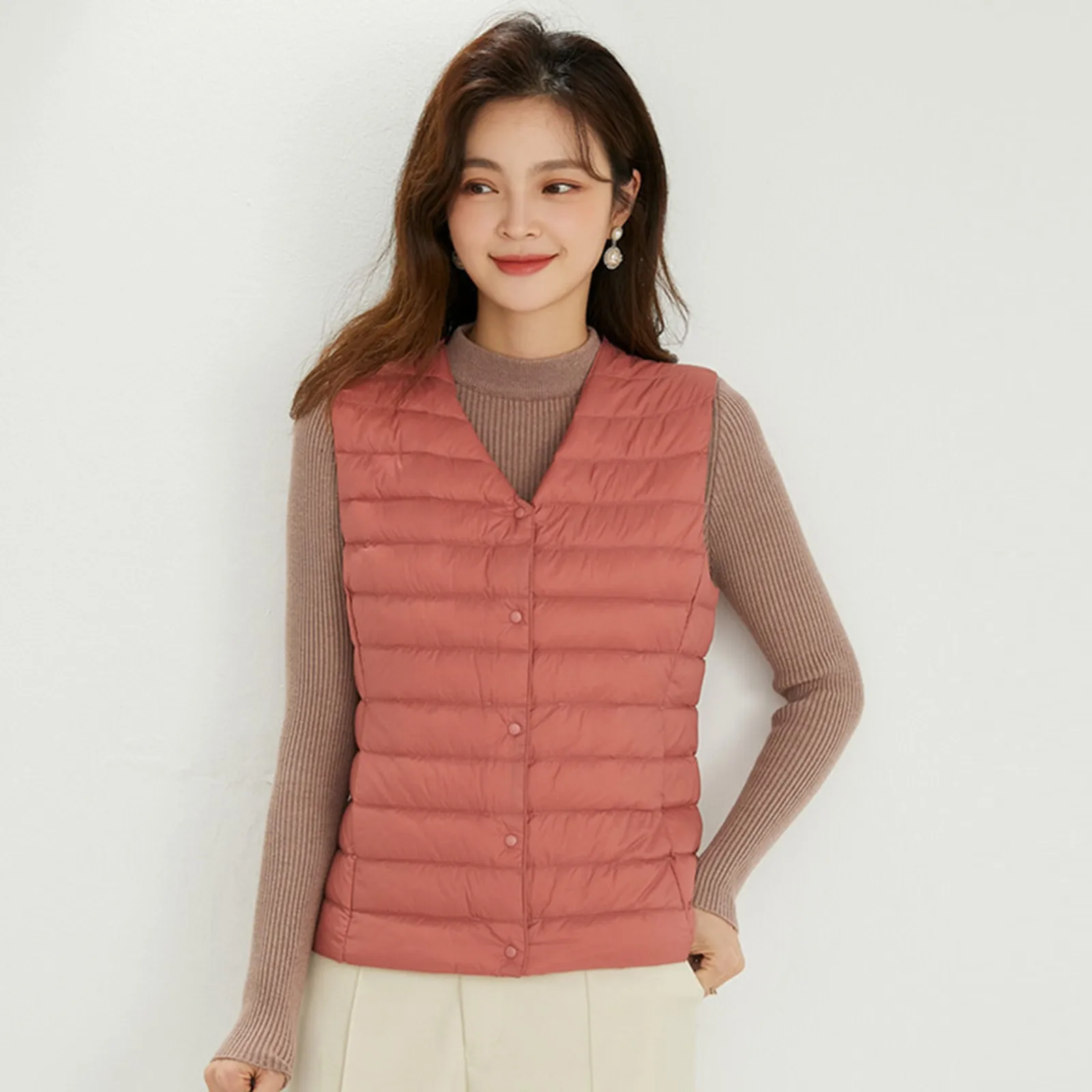 Women Two Ways Waistcoat Portable Women's Ultra Light Down Vest Warm Sleeveless Winter Liner Women Sleeveless Puffer Vest