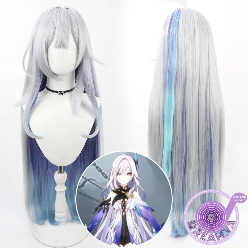 

Skirk Cosplay Wig Genshin Impact Gray Blue Purple Mixed 125cm Synthetic Hair Halloween Carnival Party Role Play + Free Wig Cap