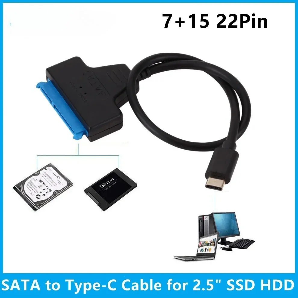 TenYua Convertitore cavo SATA a tipo C Cavo adattatore da tipo C a SATA ad alta velocità per disco rigido HDD SSD da 2,5" Cavo USB-C
